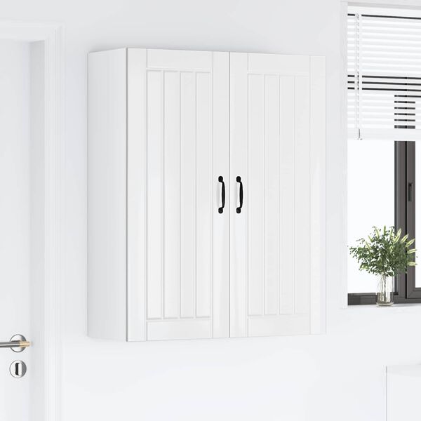 vidaXL Keitti&ouml;kaappi Lucca Korkeakiiltoinen valkoinen 80 x 31 x 100 cm