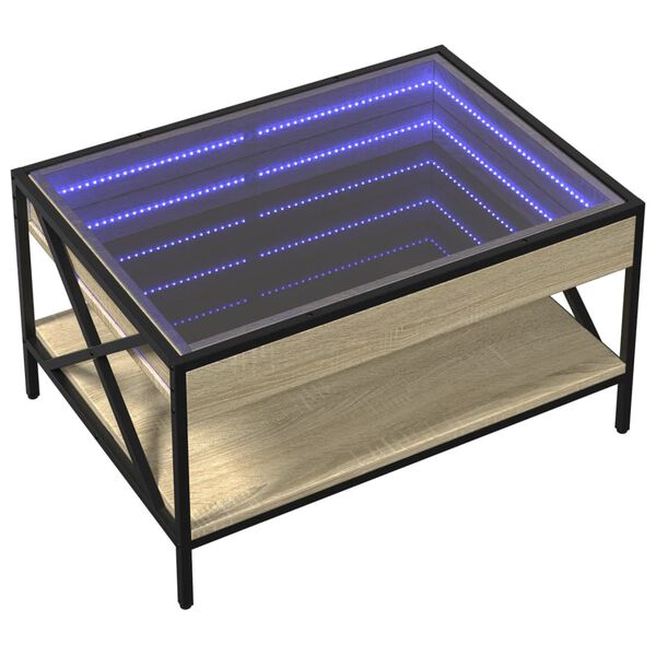 vidaXL sohvap&ouml;yt&auml; Infinity LED-valoilla Sonoma-tammi 70x50x38 cm