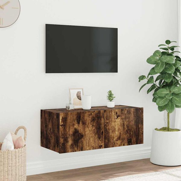 vidaXL TV-sein&auml;kaappi LED-valoilla savutammi 80x35x31 cm