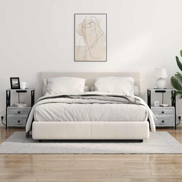 vidaXL Yöpöytäkaappi Harmaa Sonoma 40 x 31 x 60 cm Tekninen puu