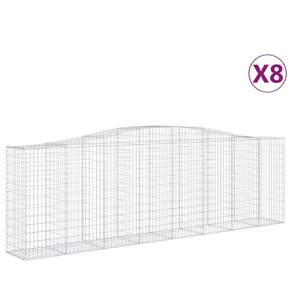 vidaXL Kaarevat kivikorit 8 kpl 400x50x120/140 cm galvanoitu rauta