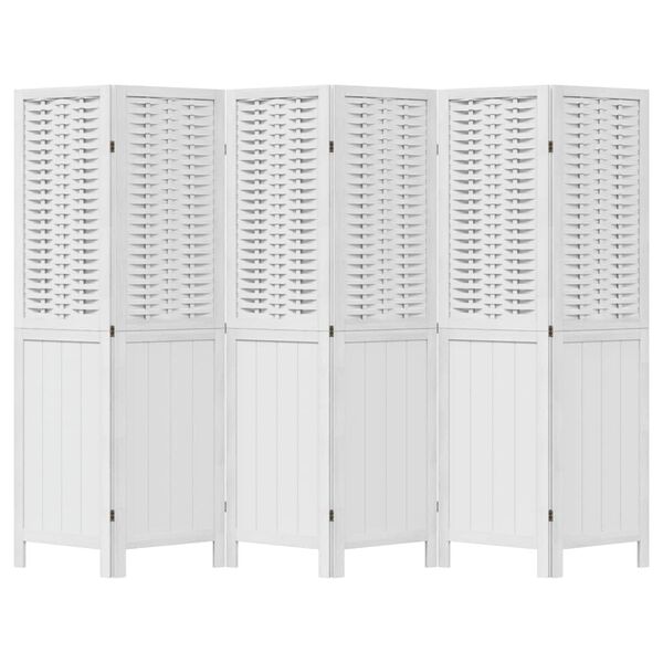 vidaXL 6-Paneelinen tilanjakaja valkoinen täysi keisaripuu