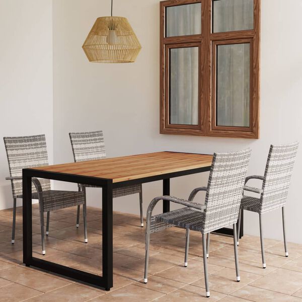 vidaXL 5-osainen puutarhan ruokailuryhm&auml; harmaa