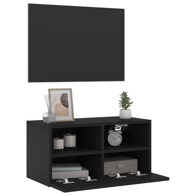 vidaXL TV-seinäkaappi musta 60x30x30 cm tekninen puu