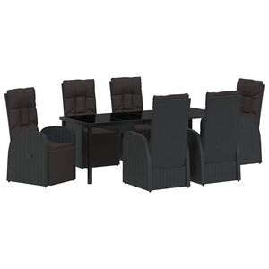 vidaXL Piharuokailu setti tyynyll&auml; 7 pcs Musta polyrottinki