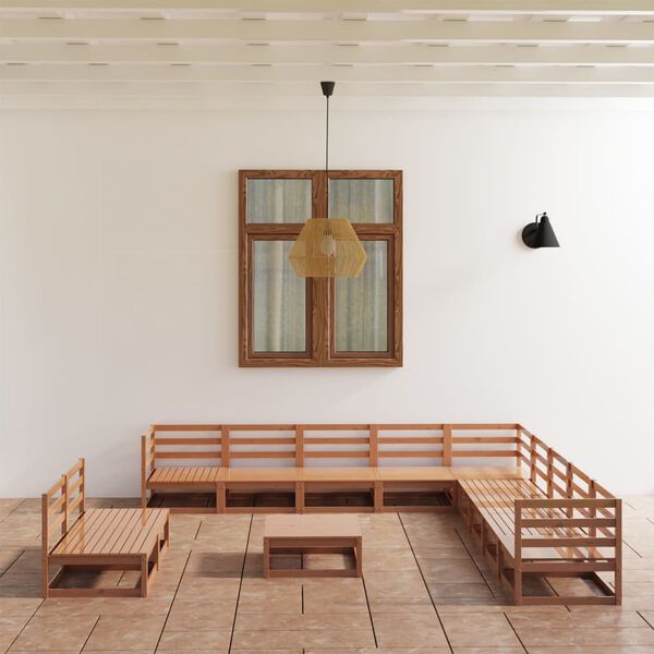 vidaXL 12-osainen puutarhasohvasarja hunajanruskea täysi mänty