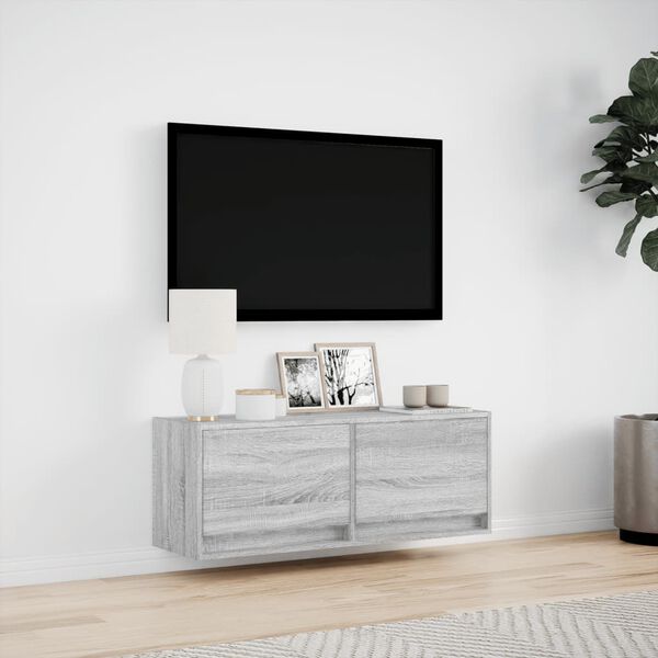 vidaXL TV-sein&auml;kaappi LED-valoilla harmaa Sonoma 100x31x35 cm