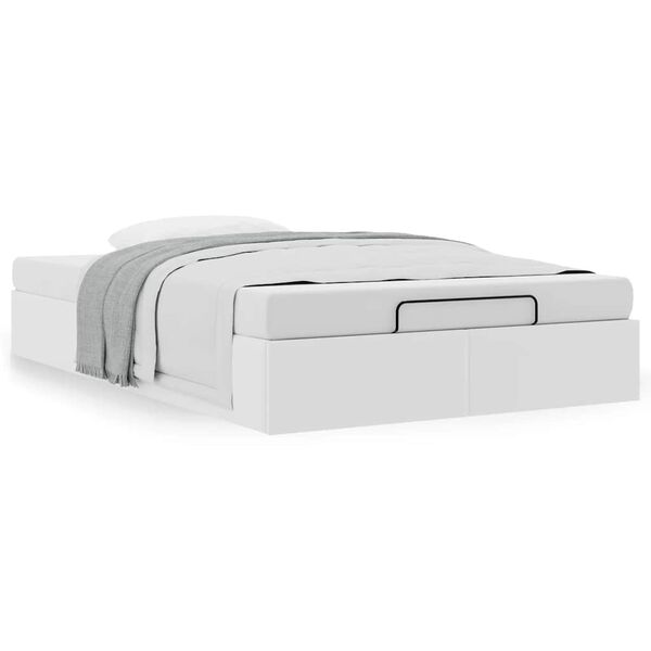 vidaXL Ottomaanien sängyn runko ilman patjaa valkoinen keinonahka