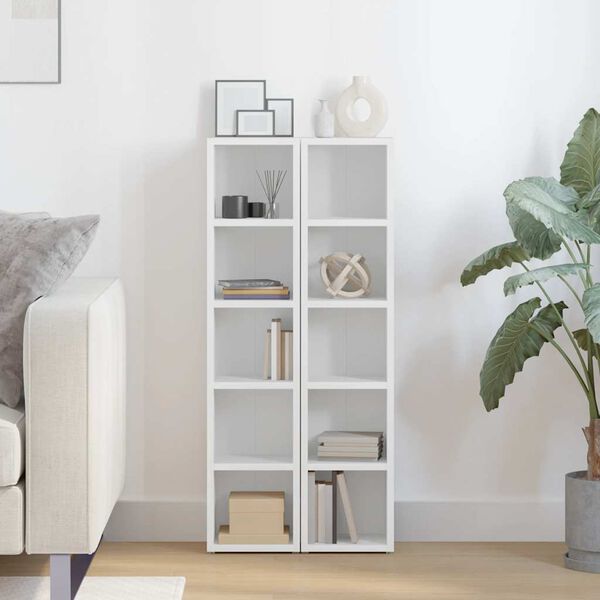 vidaXL CD-hyllyt 2 kpl valkoinen 21x16x93,5 cm lastulevy