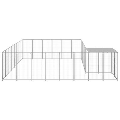 vidaXL Koiranhäkki hopea 15,73 m² teräs