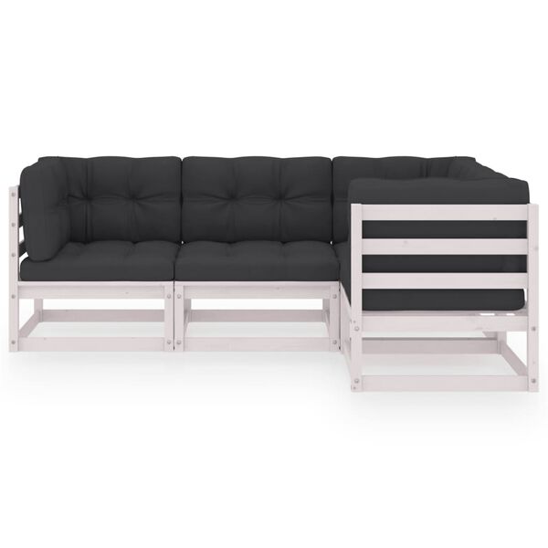 vidaXL 4-osainen Puutarhasohvasarja tyynyillä täysi mänty