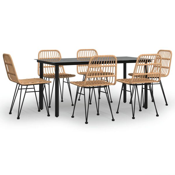 vidaXL 7-osainen Ulkoruokailuryhm&auml; polyrottinki