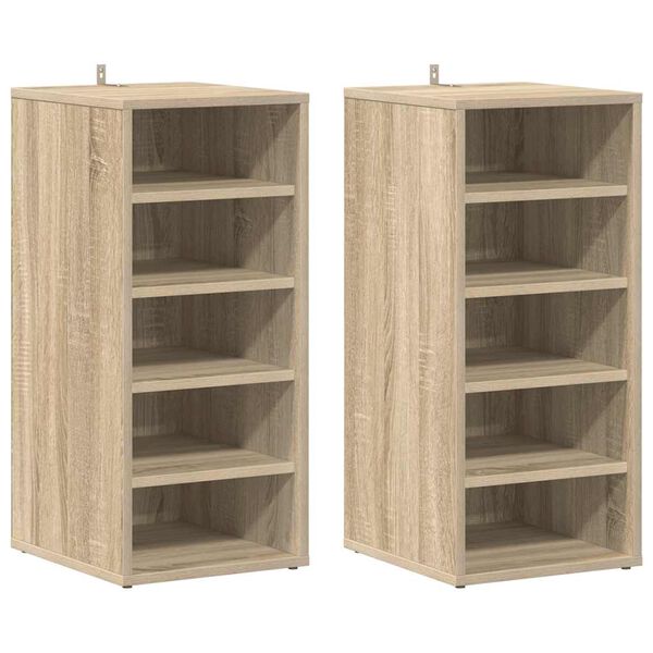 vidaXL Kenkäkaapit 2 kpl Sonoma-tammi 31,5x35x70 cm tekninen puu