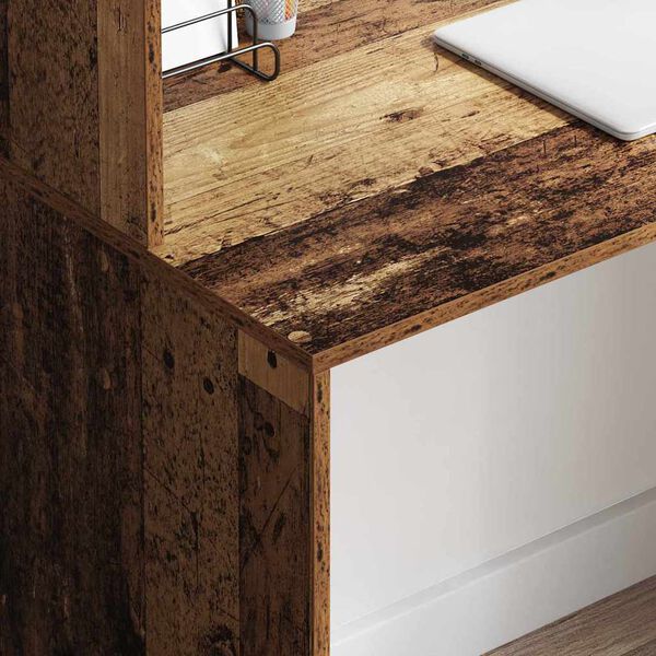 vidaXL Pöytä hyllyllä Vanha Puu 102 x 50 x 124 cm Tekninen puu