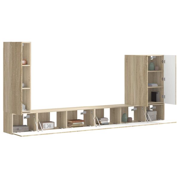 vidaXL TV-sein&auml;kaappi setti Sein&auml;kiinnitett&auml;v&auml; 6 pcs Sonoman tammi