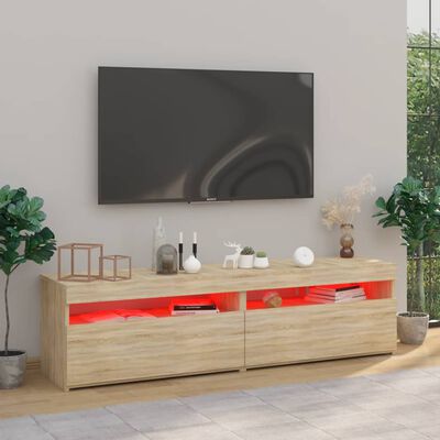vidaXL TV-tasot 2 kpl LED-valoilla Sonoma-tammi 75x35x40 cm