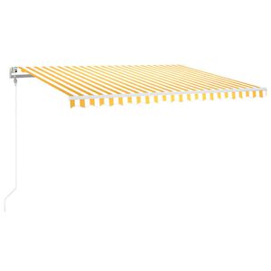vidaXL Sis&auml;&auml;nkelattava markiisi LED/tuulisensori 400x300cm kelt./valk.