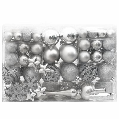 vidaXL 111-osainen Joulupallosarja hopea polystyreeni
