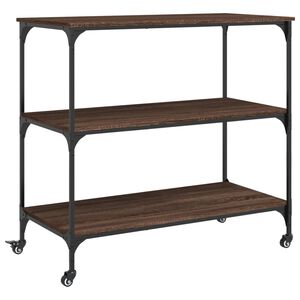 vidaXL Keitti&ouml;vaunu ruskea tammi 102x50x95 cm tekninen puu