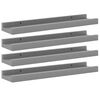 vidaXL Sein&auml;hyllyt 4 kpl harmaa 40x9x3 cm