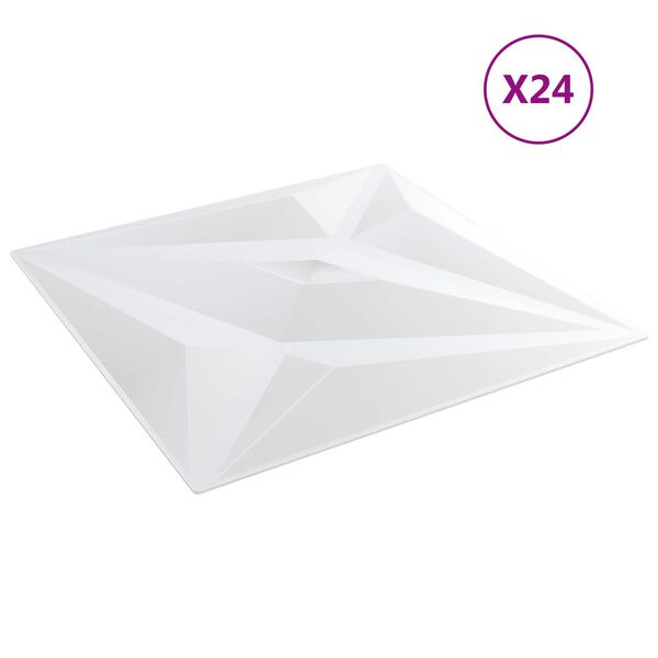 vidaXL Sein&auml;paneelit 24 pcs Valkoinen T&auml;hti 50 x 50 cm XPS Vaahdon