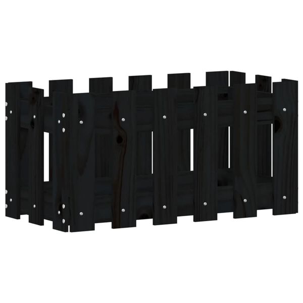 vidaXL Kukkalaatikko aitamuotoilu musta 60x30x30 cm t&auml;ysi m&auml;nty