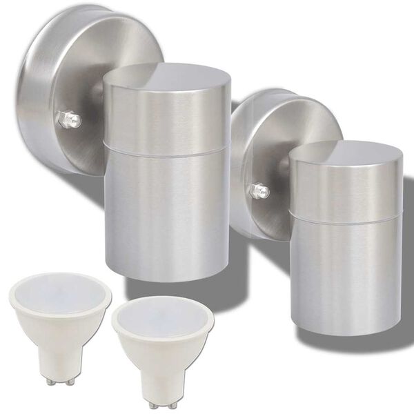 vidaXL LED-sein&auml;valaisimet ulkotiloihin 2 kpl Ruostumaton ter&auml;s