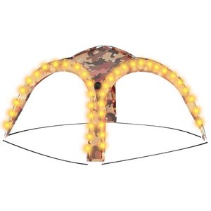 vidaXL Juhlateltta LED ja 4 sivusein&auml;&auml; 3,6x3,6x2,3 m maastokuvio