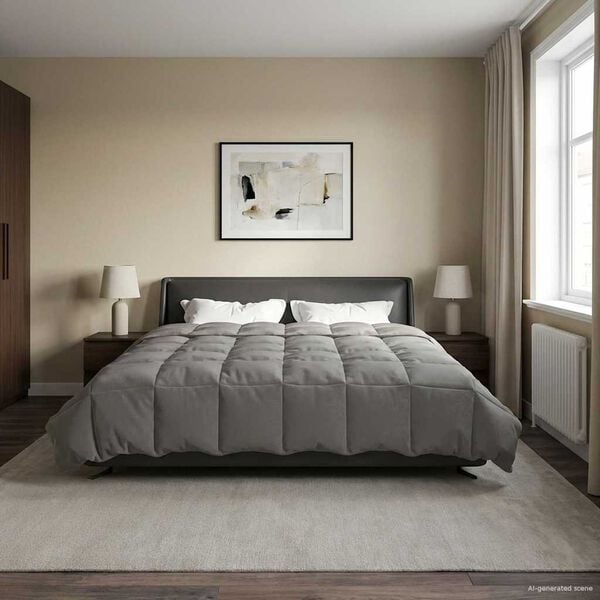 vidaXL Koko Vuoden Peitto Vaaleanharmaa 220 x 260 cm Mikrokuitu