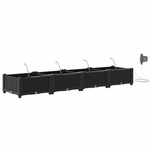 vidaXL Puutarha ruukku 4 kpl Musta 160 x 40 x 22 cm PP