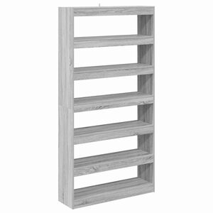 vidaXL Kirjahylly 6 tasoa 100 x 30 x 198 cm Tekninen puu Harmaa Sonoma