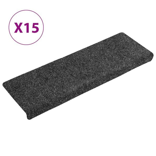 vidaXL Porrasmatot itseliimautuvat 15 kpl 65x21x4 cm tummanharmaa suorakaiteen muotoinen reuna