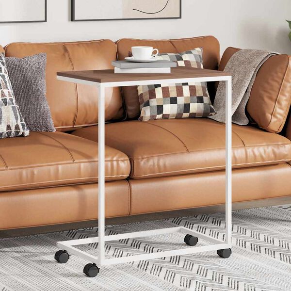 vidaXL Sivup&ouml;yt&auml; py&ouml;rill&auml; valkoinen 55x35x70 cm tekninen puu