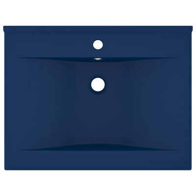 vidaXL Ylellinen pesuallas hanareiällä tummansininen 60x46 cm keraami