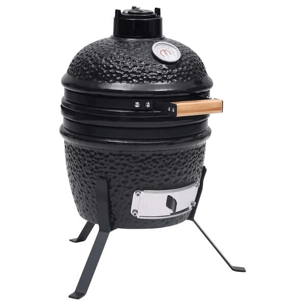 vidaXL Kamado 2-in-1 grilli/savustin keramiikka 56 cm musta