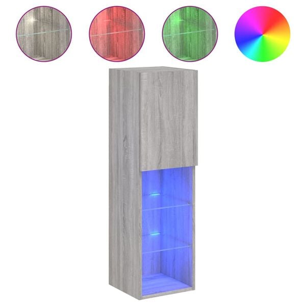 vidaXL TV-taso LED-valoilla harmaa Sonoma 30,5x30x102 cm