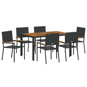 vidaXL Piharuokailu setti 7 kpl Musta polyrottinki