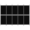 vidaXL 5-paneelinen Tilanjakaja musta 250x180 cm kangas