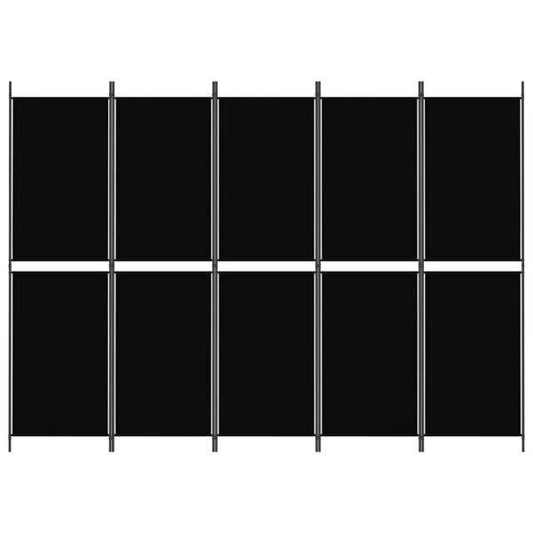vidaXL 5-paneelinen Tilanjakaja musta 250x180 cm kangas