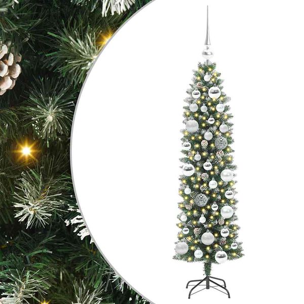 vidaXL Tekopaksu joulupuu 150 LED-valoilla Vihre&auml; ja valkoinen 120 cm