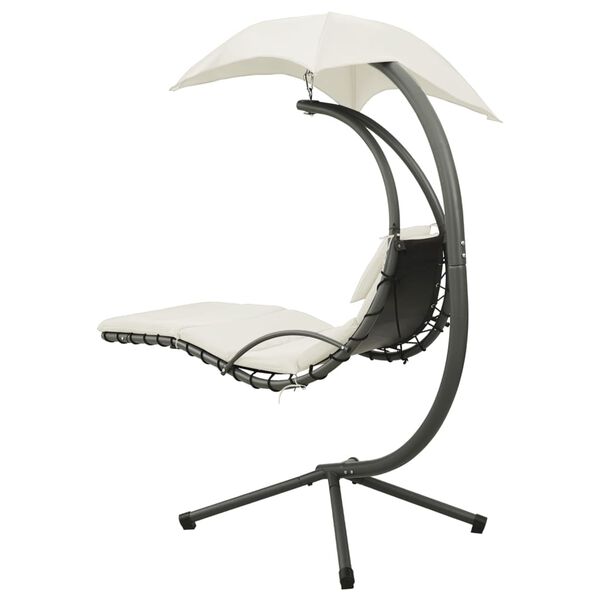 vidaXL Puutarhan riippukeinu kerma ja harmaa 190x90x200 cm kangas