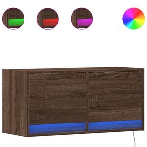 vidaXL TV-sein&auml;kaappi LED-valoilla ruskea tammi 80x31x35 cm