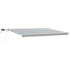 vidaXL K&auml;sin kelattava markiisi LEDill&auml; antrasiitti/valk. 450x300 cm