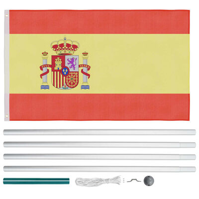 vidaXL Espanjan lippu ja tanko alumiini 6,2 m