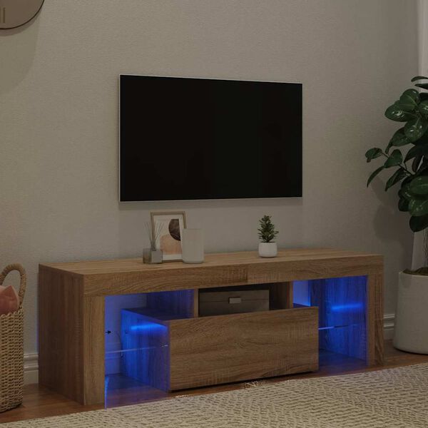 vidaXL TV-taso LED-valoilla Sonoma-tammi 120x35x40 cm
