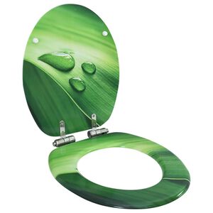 vidaXL WC-istuin soft close -kannella MDF vihre&auml; vesipisarakuvio