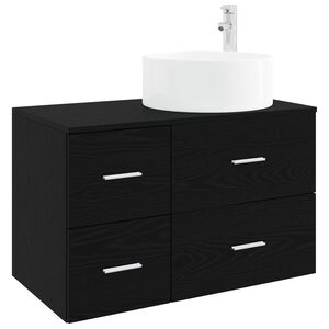 vidaXL Kylpyhuonekalustesetti 2 kpl Musta tammi Tekninen puu