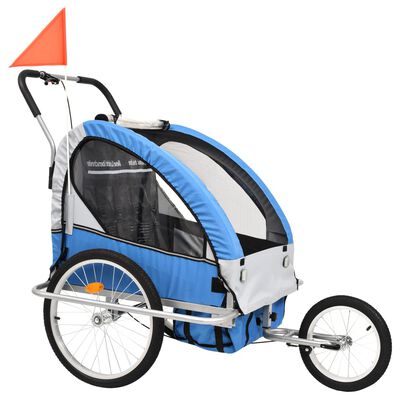 vidaXL 2-in-1 polkupyörän peräkärry/rattaat sininen ja harmaa