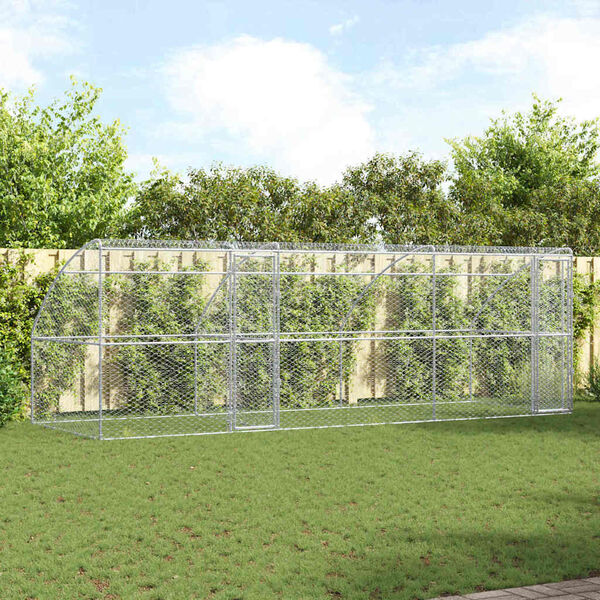 vidaXL Koirankoppi 3 pcs Hopea 6 x 2 x 2 m Galvanoitu ter&auml;s