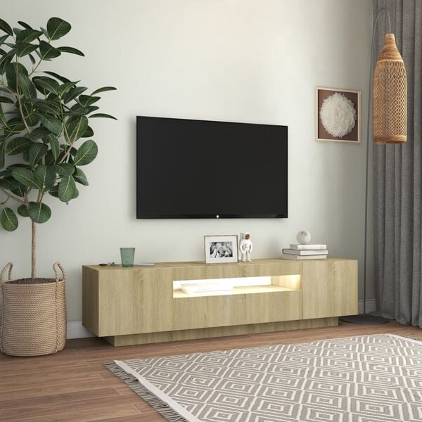 vidaXL TV-taso LED-valoilla Sonoma-tammi 160x35x40 cm